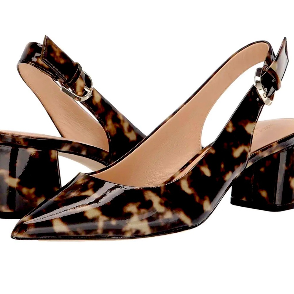 Kate Spade New York Women's Mika Sling-Back Leather Pump ,Tortoise,Size 6.5M NIB